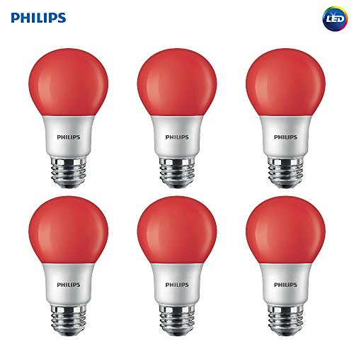 Product Cover Philips LED 463216 Red 60 Watt Equivalent A19 LED Light Bulb, 6 Pack, 6 Piece
