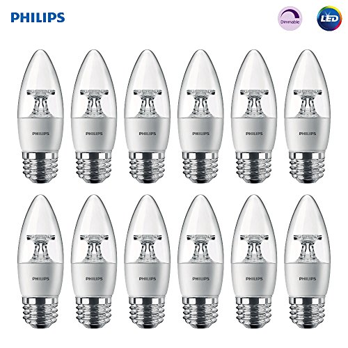 Product Cover Philips LED Dimmable B11 Clear Candle Light Bulb: 300-Lumen, 2700-Kelvin, 4.5-Watt (40-Watt Equivalent), E26 Base, Soft White, 12-Pack