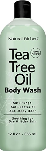 Product Cover Antifungal TeaTree Oil Body Wash, Peppermint & Eucalyptus Oil Antibacterial Soap by Natural Riches -12 oz Helps Athletes Foot, Eczema, Ringworm, Toenail Fungus, Jock itch, Body Itch (1 Pack)