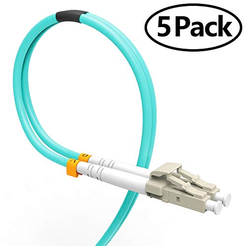 Product Cover Fiber Patch Cable, VANDESAIL 10G Gigabit Fiber Optic Cables with LC to LC Multimode OM3 Duplex 50/125 OFNP (1M, OM3-5Pack)