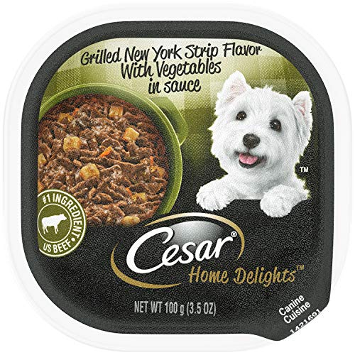Product Cover CESAR HOME DELIGHTS Soft Wet Dog Food Grilled New York Strip Flavor with Vegetables in Sauce, (24) 3.5 oz. Easy Peel Trays