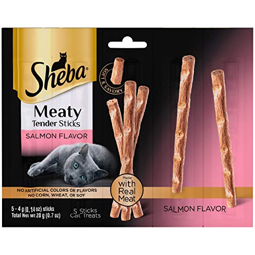 Product Cover Sheba Meaty Tender Sticks Salmon Flavor Cat Treats (5 Treats), 0.7 Oz, Pack Of 10