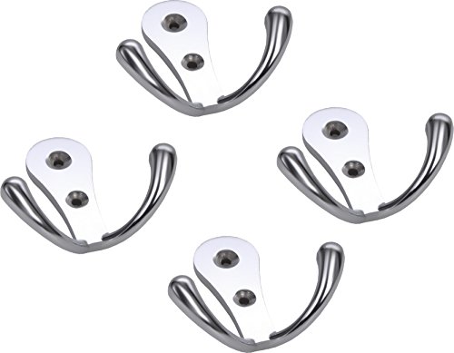 Product Cover Docoss Pack Of 4-Glossy-2 Pin Bathroom Cloth Hanger Door Wall Robe Hooks Rail For Hanging Keys,Clothes,Towel Steel Hook