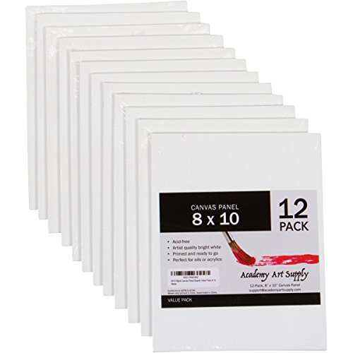 Product Cover 12 Pack 8X10 Canvas Panels - Academy Art Supply Value Pack Blank Canvas Panel Boards