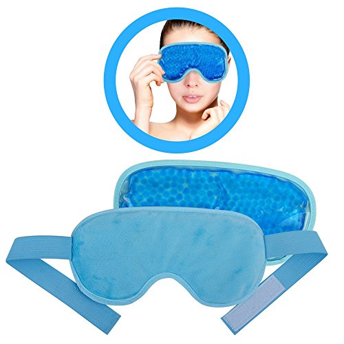 Product Cover Ice Eye Mask by FOMI Care | Cooling Technology For Relaxing Sleep | Blackout for Airplane Travel | Migraine Headache, Eye Puffiness, Dark Circle Relief | Reusable Ankle Wrap | Fabric Backing (Blue)