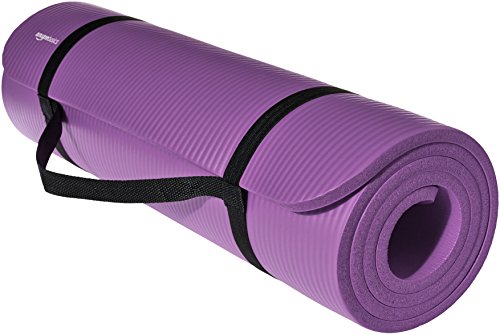 Product Cover AmazonBasics Extra Thick Exercise Yoga Gym Floor Mat with Carrying Strap - 74 x 24 x .5 Inches, Purple