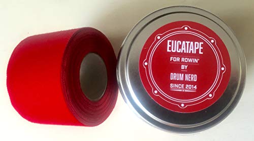 Product Cover Drum Nerd Eucatape Eucalyptus Infused Rowing Tape for Men & Women - Heals and Protects Hands from Blisters, Better Than Rowing Gloves for Strength & Grip Indoor Machine or Outdoor Sculling Crew (Red)