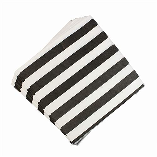 Product Cover YouMeBest Biodegradable Striped Paper Party Napkins,Black, 100 Count