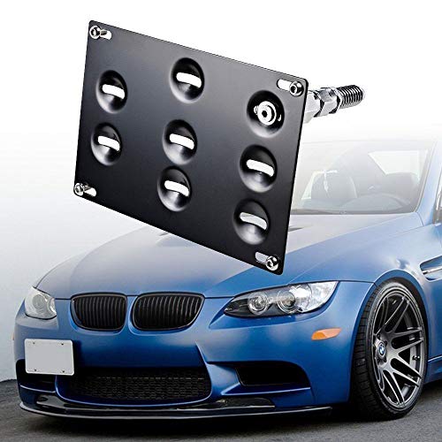 Product Cover GTP Front Bumper Tow Hook License Plate Mounting Bracket Relocator Holder for BMW 98-11 3 Series 4DR E46 E90 E91, 07-13 3-Series 2DR Coupe E92 E93, E82 E88 E39,1/3/5 Series, 325i 328i, E70 E71 X5 X6