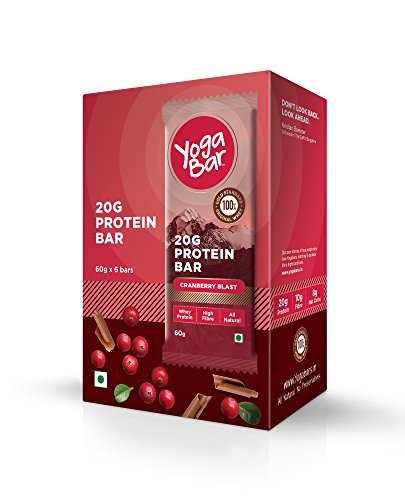 Product Cover Yogabar Protein Chocolate Cranberry Bars - 360gm, 6 x 60 g (Box of 6 bars)