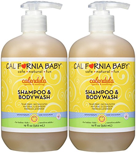 Product Cover California Baby Calendula Shampoo and Body Wash - Hair, Face, and Body | Gentle, Allergy Tested | Dry, Sensitive Skin, 19 Ounces- 2 Pack