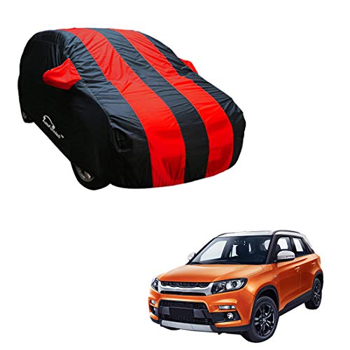 Product Cover Autofurnish Red Stripe Car Body Cover Compatible with Maruti Vitara Brezza - Arc Blue
