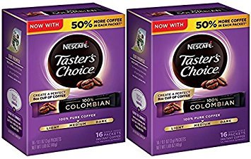 Product Cover Nescafe Taster's Choice Instant Coffee Columbian, 16-Count Sticks (2 Pack)