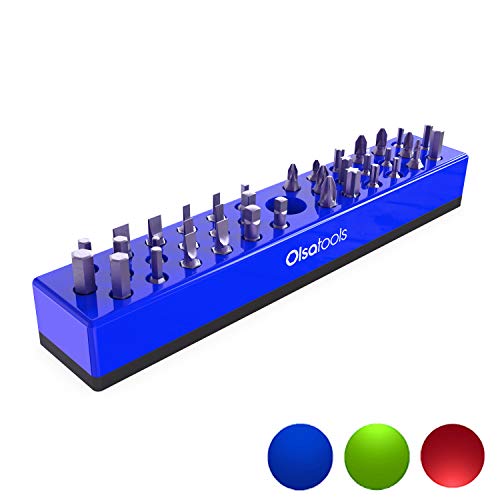 Product Cover Olsa Tools Hex Bit Organizer with Magnetic Base | Premium Quality Hex Bit Holder for Your Specialty, Drill or Tamper Bits (Blue)