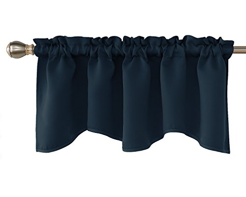 Product Cover Deconovo Blackout Scalloped Valance Curtains Short Tier Valances for Small Window 52x18 Inch Navy Blue 1 Panel