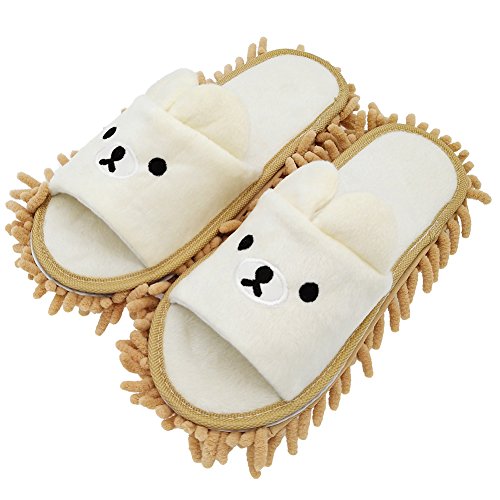 Product Cover Selric Bear Image Super Chenille Microfiber Washable Mop Slippers Shoes for Women, Floor Dust Dirt Hair Cleaner, Multi-sizes Multi-Colors Available 8 2/3 Inches Size:4-5
