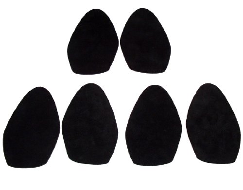 Product Cover 3 pairs of stick-on suede soles with industrial-strength adhesive backing, for high-heeled shoes. Convert your favorite heels to perfect dance shoes or resole your old ones. [SUEDE-LA-3pk-black-r01]