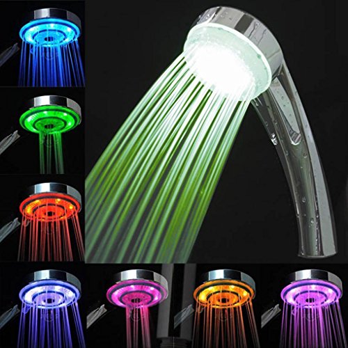Product Cover Inditradition Bathroom Overhead Shower with 7 Color Automatic Changing LED Lights (Silver, 10 cm x 7 cm x 23 cm)