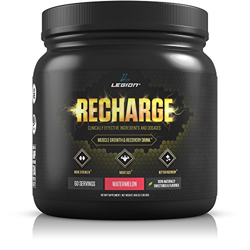 Product Cover Legion Recharge Post Workout Supplement - All Natural Muscle Builder & Recovery Drink With Creatine Monohydrate. Naturally Sweetened & Flavored, Safe & Healthy. Watermelon, 60 Servings.