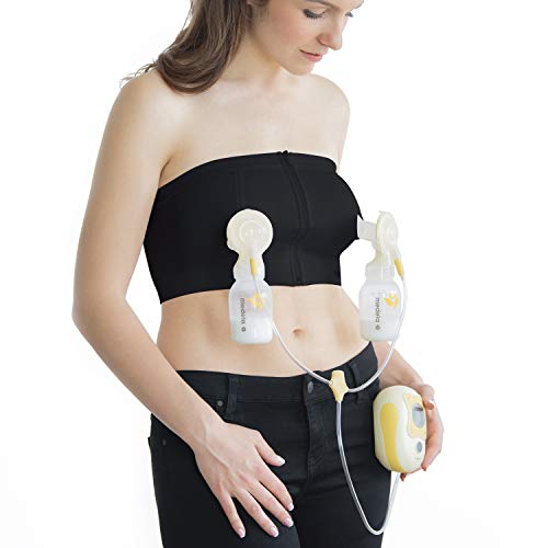 Product Cover Medela Easy Expression Hands Free Pumping Bra, Black, Large, Comfortable and Adaptable with No-Slip Support for Easy Multitasking