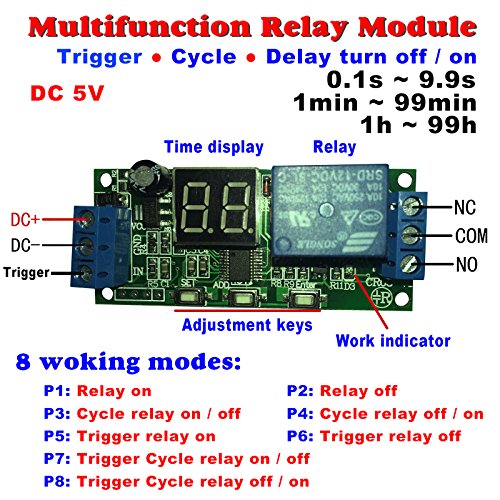 Product Cover Qianson DC 5V 12V 24V Digital LED Display Infinite Cycle Delay Timer Switch ON/OFF Relay Module (DC 5V)