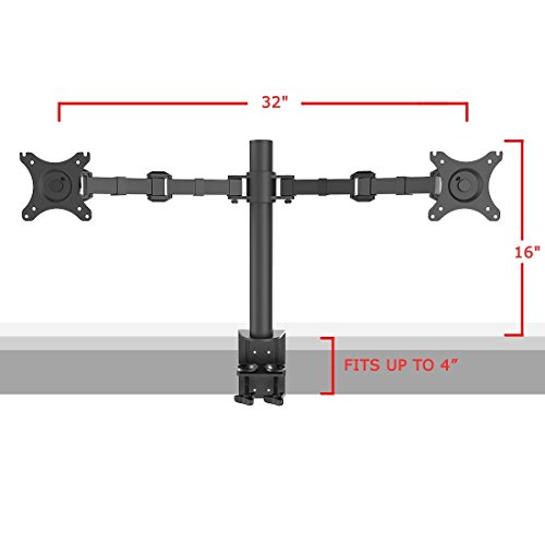Product Cover Rife VESA Full Motion Dual Arm Desk Monitor Mount Stand with Fully Adjustable Arms Fits 2 Screens up to 27