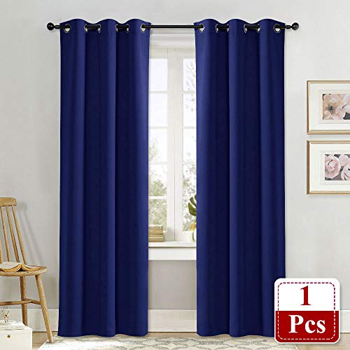 Product Cover NICETOWN Living Room Curtain Window Treatment Energy Saving Thermal Insulated Solid Grommet Blackout Drape/Drapery (Navy Blue, Sold Individually, 42 by 84-inch)