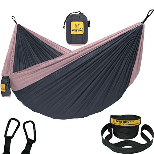 Product Cover Wise Owl Outfitters Hammock for Camping Single & Double Hammocks Gear for The Outdoors Backpacking Survival or Travel - Portable Lightweight Parachute Nylon DO Charcoal Rose