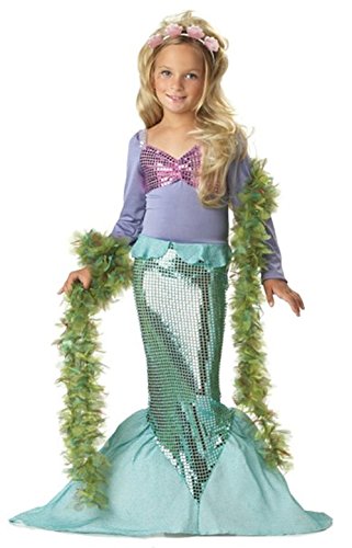 Product Cover Girls Little Mermaid Princess Costume, Sequins Fancy Dress up Halloween Party (140CM(6-8T)-XXL, Green-Purple)