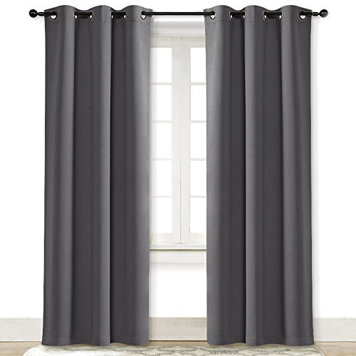 Product Cover NICETOWN Gray Curtain Blackout Drape Panel 3 Pass Microfiber Noise Reducing Thermal Insulated Window Drapery with Grommet (Single Panel, 42 x 84 inch, Grey)