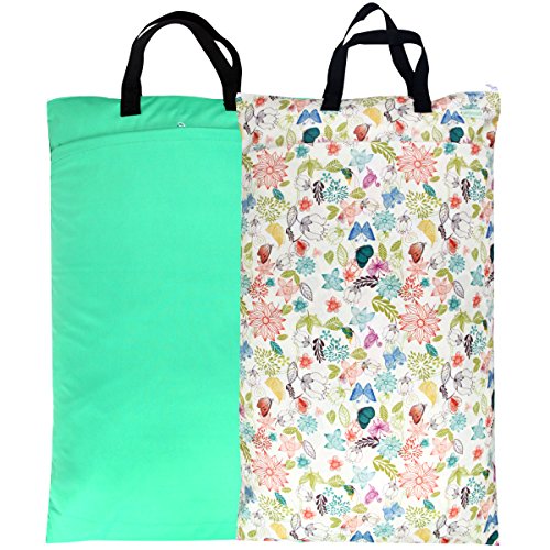 Product Cover Wegreeco Reusable Hanging Wet Dry Cloth Diaper Bag(2 Pack,Jade,Camellia)
