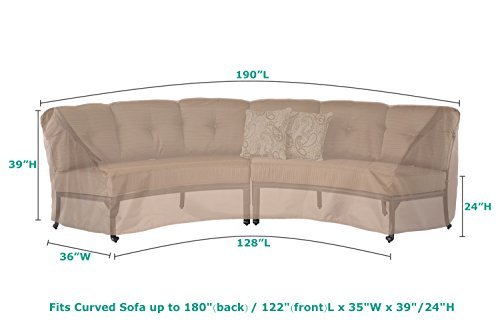 Product Cover SunPatio Outdoor Crescent Curved Sectional Sofa Cover with Seam Taped, 190