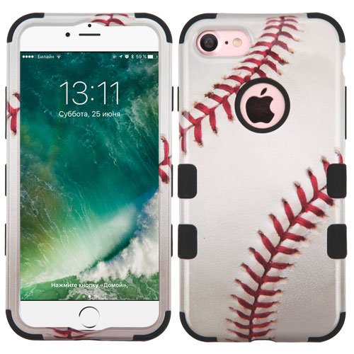 Product Cover Wydan Compatible Case for iPhone 8, iPhone 7 - Tuff Hybrid Hard Shockproof Protective Heavy Duty Impact Skin Phone Cover - Baseball for Apple