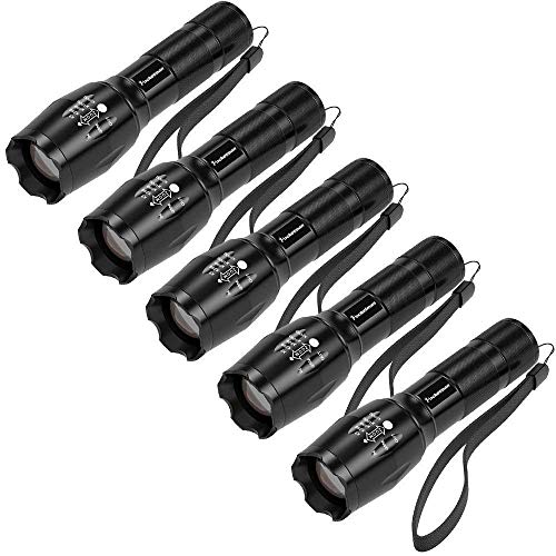 Product Cover MODOAO 1500LM T6 LED Waterproof Zoomable Tactical Flashlight With 5 Light Modes For Hiking, Camping, Emergency (5 Pack)