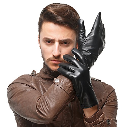 Product Cover Nappaglo Men's Classic Lambskin Leather Gloves Touchscreen Pure Cashmere Lining Winter Warm Driving Mittens