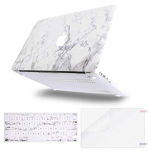 Product Cover MOSISO Plastic Pattern Hard Shell Case & Keyboard Cover & Screen Protector Compatible with MacBook Air 11 inch (Models: A1370 & A1465), White Marble