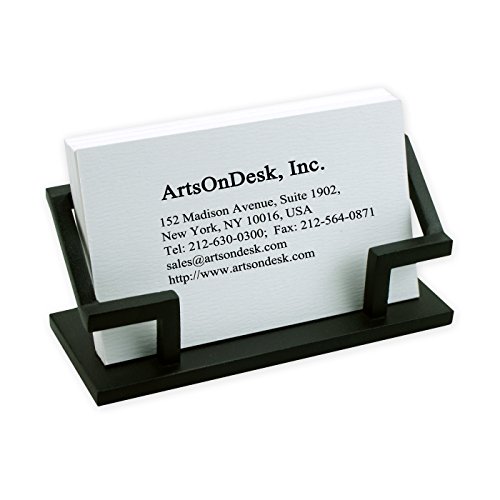 Product Cover ArtsOnDesk Modern Art Business Card Holder Bk301 Steel Black Patented Desk Accessory Name Card Stand Case Plate Display Office Organizer Christmas Gift Holiday Valentines Day Graduation Present