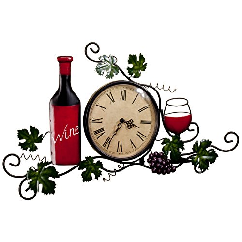 Product Cover Fox Valley Traders Wine Wall Clock, Roman Numeral, 6 ¼ Diameter Clock Face, Wall Décor