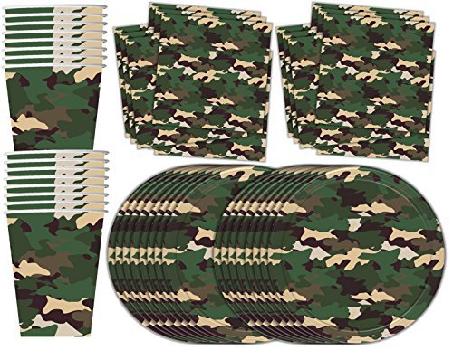 Product Cover Camo Classic Birthday Party Supplies Set Plates Napkins Cups Tableware Kit for 16