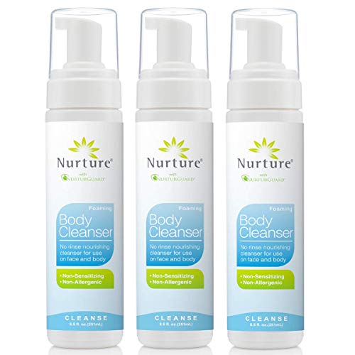 Product Cover No Rinse Body Wash by Nurture | Full Body Cleansing Foam That Also Moisturizes, and Protects Skin - Non Allergenic - Non sensitizing - Rinse Free Wipe Away Cleanser - 3 Bottles
