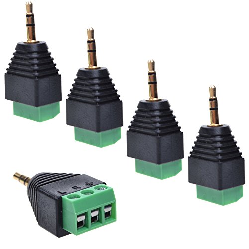 Product Cover Cuziss 5pcs 3.5mm (1/8inches) Stereo Audio Male to AV 3-Screw Terminal Female Phoenix Adapter Connector