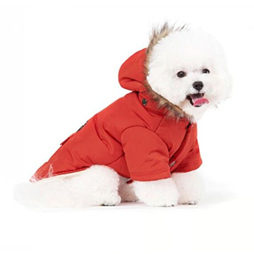 Product Cover PetBoBo Cat Dog Doggie Down Jacket Hoodie Coat Pet Clothes Warm Clothing for Small Dogs Winter Red L