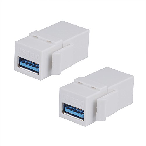 Product Cover BATIGE 2-Pack USB 3.0 Keystone Jack Female Coupler Insert Snap-in Connector Socket Adapter Port for Wall Plate Outlet Panel - White