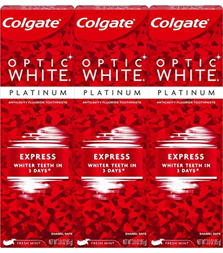 Product Cover Colgate Optic White Express White Whitening Toothpaste, Travel Friendly - 3 Ounce (3 Pack)