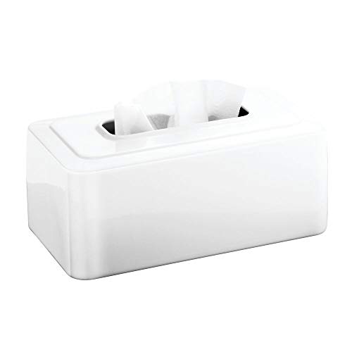 Product Cover mDesign Facial Tissue Box Cover/Holder for Bathroom Vanity Countertops, White