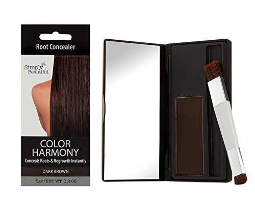 Product Cover Hair Color Root Touch-Up Powder by Color Harmony: Conceals Grey and Dark Roots, Water Resistant Cover-Up; Non-Sticky, Simple To Apply and Mess-Free Root Concealer Mascara (Dark Brown)