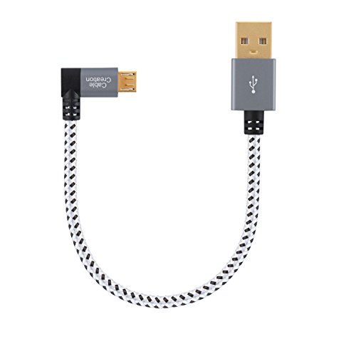 Product Cover Short Angle Micro USB Cable, CableCreation Right Angle USB A to Micro USB Charging Data Cord, Compatible with Roku TV Stick, Chromecast, Power Bank, 15CM, Space Gray, Aluminium Case