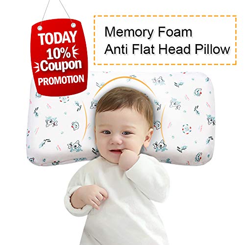 Product Cover Mkicesky Baby Pillow, Memory Foam Infant Head Shaping Sleeping Pillow, Newborn Round Pillow Prevent Flat Head Syndrome for 0-3T Baby Girl & Boy with Cotton Washable Pillow Cover
