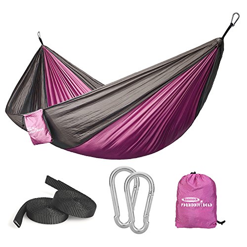 Product Cover Forbidden Road Swing Camping Hammock 210D Nylon with Straps (Pink/Grey, Single)