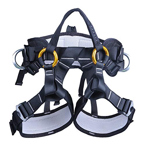 Product Cover kissloves Full Body Safety Harness Outdoor Climbing Harness Half Body Harness Safe Seat Belt for Mountaineering Outward Band Expanding Training Rock Climbing Rappelling Equip (Half-Body Black)